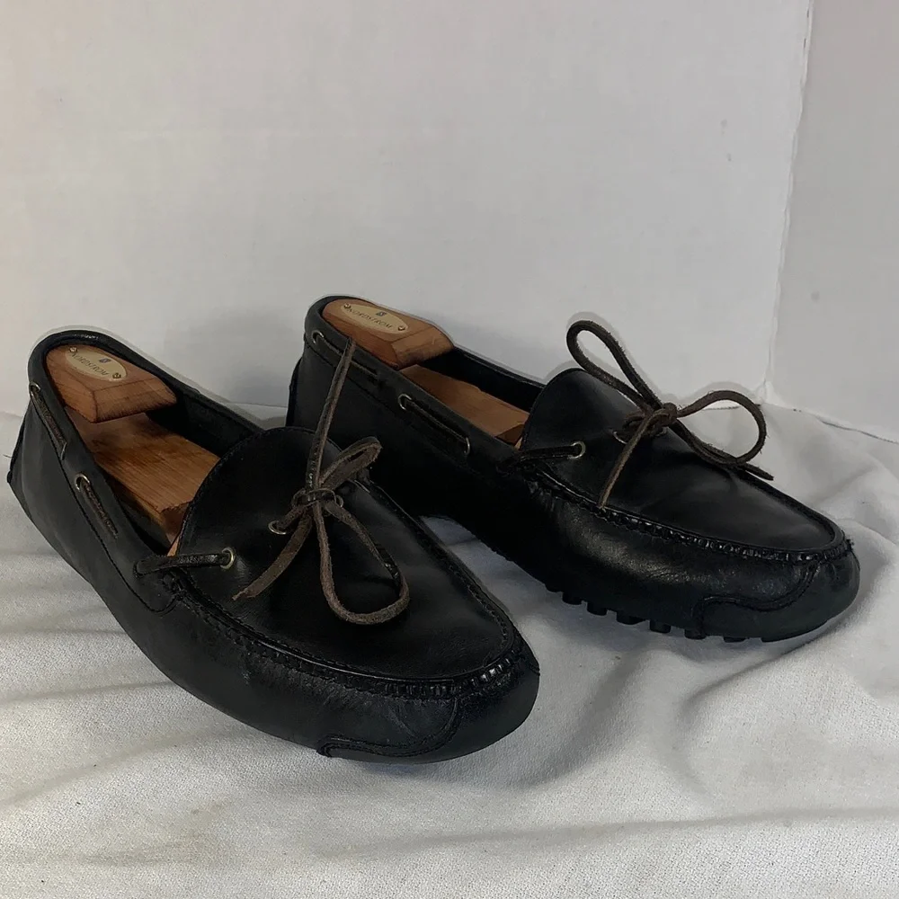 Cole Haan Mens Black Leather Driving Loafer Shoes